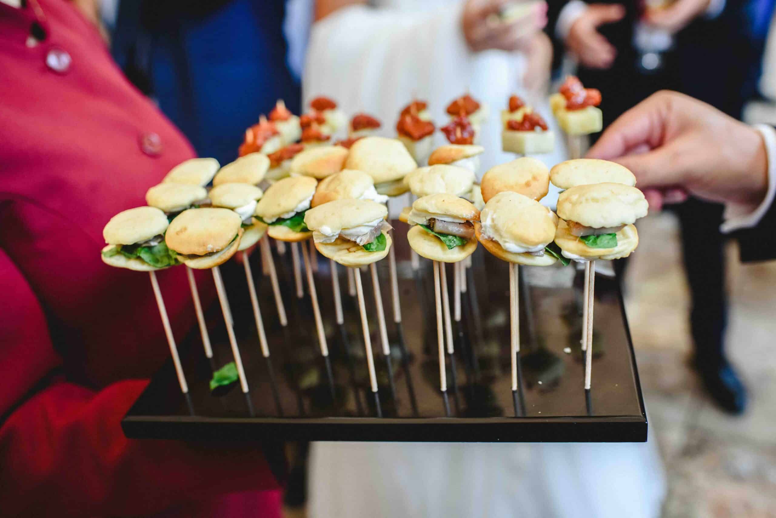 Mediterranean style appetizers served during a party for a caterign.